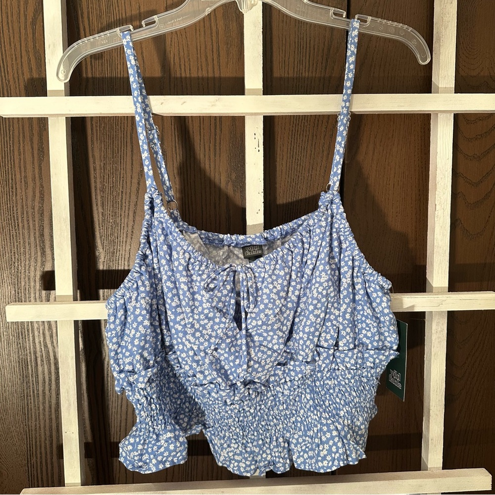 Blue and white daisy floral Wild Fable tank top size XXL NWT
